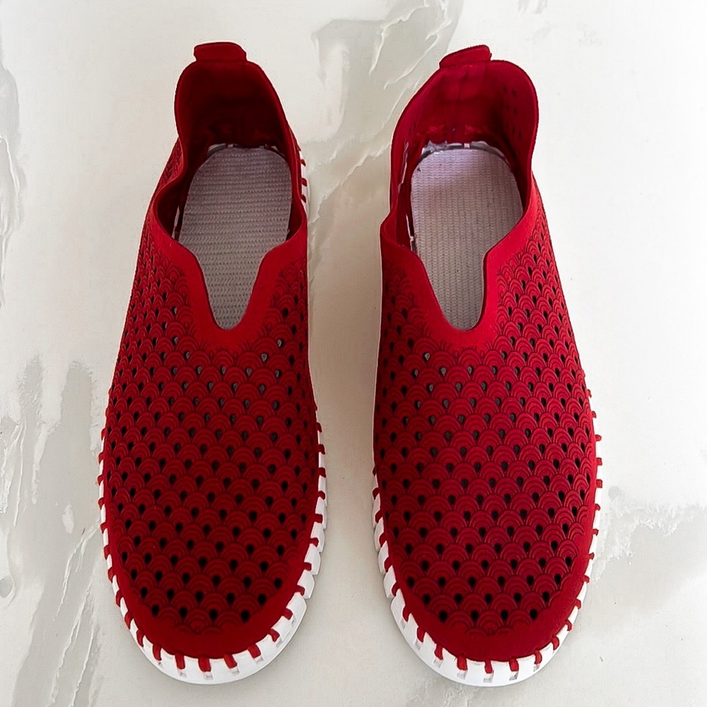 Ilse Jacobsen Tulip Red & White Slip On Sneakers Womens Sz EU 42 US 11.5 - 12 - Picture 4 of 16